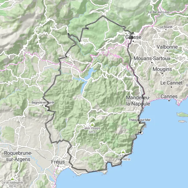 Mapa miniatúra "Cestná cyklotrasa cez Col du Pilon" cyklistická inšpirácia v Provence-Alpes-Côte d’Azur, France. Vygenerované cyklistickým plánovačom trás Tarmacs.app