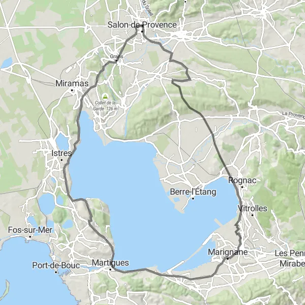 Karten-Miniaturansicht der Radinspiration "Martigues und Châteauneuf-les-Martigues" in Provence-Alpes-Côte d’Azur, France. Erstellt vom Tarmacs.app-Routenplaner für Radtouren