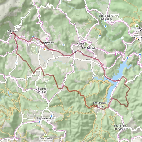 Miniatua del mapa de inspiración ciclista "Exploración Gravel por los Montes de la Provenza" en Provence-Alpes-Côte d’Azur, France. Generado por Tarmacs.app planificador de rutas ciclistas
