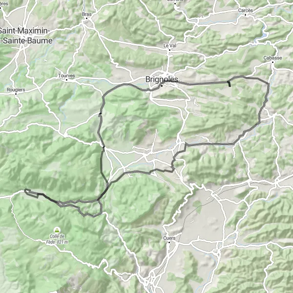 Map miniature of "Uncover Hidden Gems: Provence's Scenic Road Cycling" cycling inspiration in Provence-Alpes-Côte d’Azur, France. Generated by Tarmacs.app cycling route planner