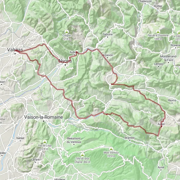 Kartminiatyr av "Utfordrende grussykling" sykkelinspirasjon i Provence-Alpes-Côte d’Azur, France. Generert av Tarmacs.app sykkelrutoplanlegger