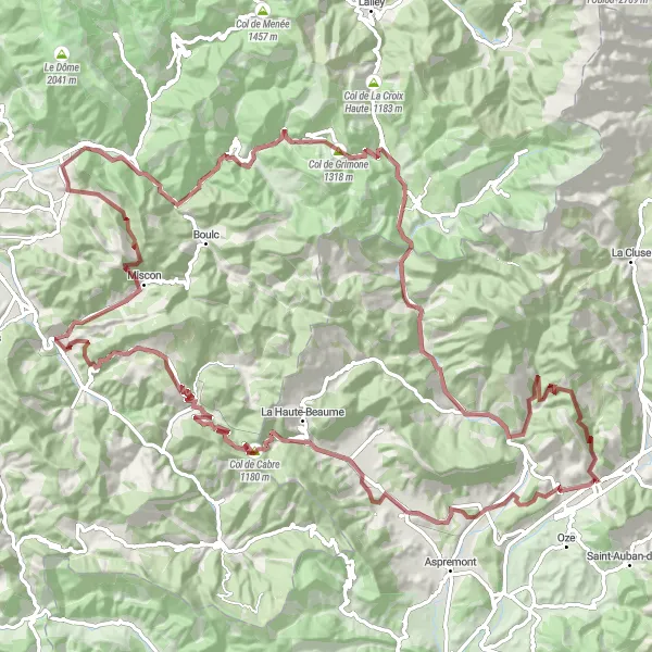 Miniatua del mapa de inspiración ciclista "Ruta Gravel por los Alpes Franceses" en Provence-Alpes-Côte d’Azur, France. Generado por Tarmacs.app planificador de rutas ciclistas