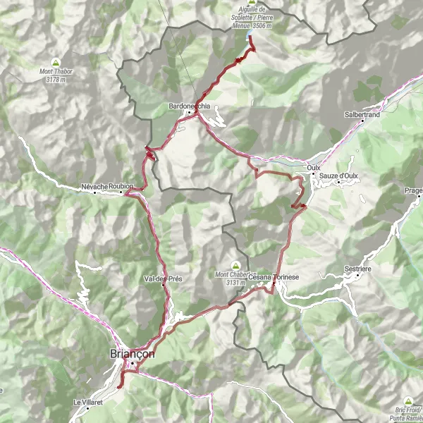 Miniatua del mapa de inspiración ciclista "Aventura en Grava a través de las Alturas y los Bosques" en Provence-Alpes-Côte d’Azur, France. Generado por Tarmacs.app planificador de rutas ciclistas