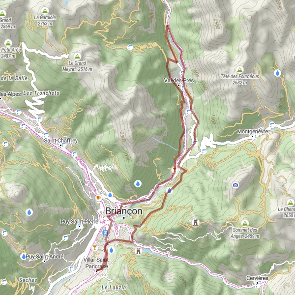 Miniatura mapy "Trasa rowerowa w okolicach Villar-Saint-Pancrace" - trasy rowerowej w Provence-Alpes-Côte d’Azur, France. Wygenerowane przez planer tras rowerowych Tarmacs.app