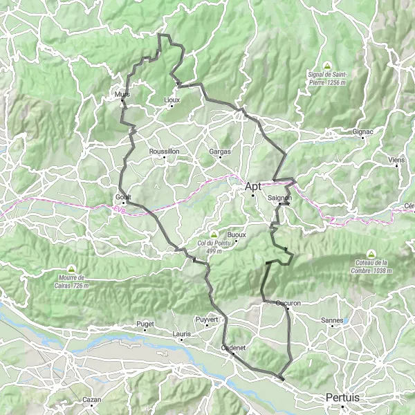 Miniatuurkaart van de fietsinspiratie "Roadtrip door de Provençaalse Heuvels" in Provence-Alpes-Côte d’Azur, France. Gemaakt door de Tarmacs.app fietsrouteplanner