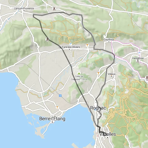 Karttaminiaatyyri "Mourre Redonin kierros" pyöräilyinspiraatiosta alueella Provence-Alpes-Côte d’Azur, France. Luotu Tarmacs.app pyöräilyreittisuunnittelijalla