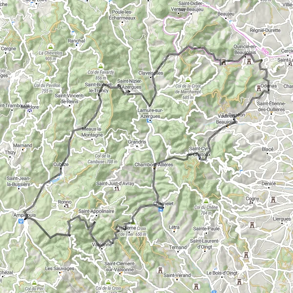 Miniaturekort af cykelinspirationen "Epic Road Adventure in Rhône-Alpes" i Rhône-Alpes, France. Genereret af Tarmacs.app cykelruteplanlægger