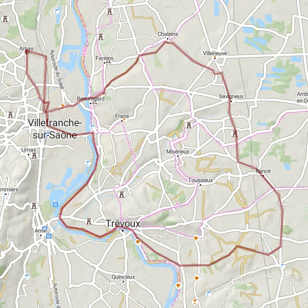 Karttaminiaatyyri "Haasteellinen maastoajoreitti Juisiin" pyöräilyinspiraatiosta alueella Rhône-Alpes, France. Luotu Tarmacs.app pyöräilyreittisuunnittelijalla