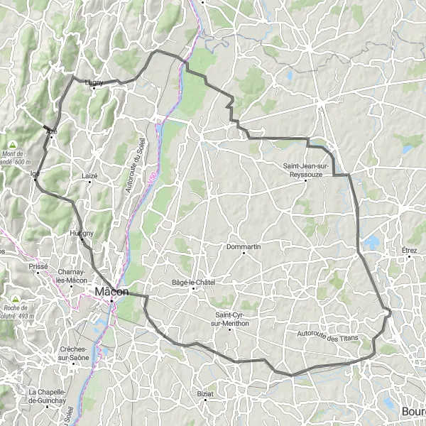Karten-Miniaturansicht der Radinspiration "Rundfahrroute durch Rhône-Alpes" in Rhône-Alpes, France. Erstellt vom Tarmacs.app-Routenplaner für Radtouren