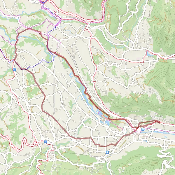 Karttaminiaatyyri "Hiekkateiden seikkailu" pyöräilyinspiraatiosta alueella Rhône-Alpes, France. Luotu Tarmacs.app pyöräilyreittisuunnittelijalla