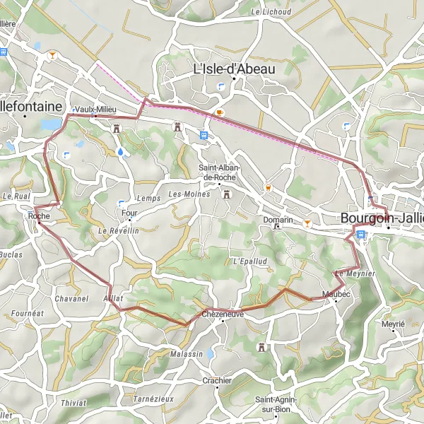 Miniature de la carte de l'inspiration cycliste "Chemin vers Barbusse" dans la Rhône-Alpes, France. Générée par le planificateur d'itinéraire cycliste Tarmacs.app