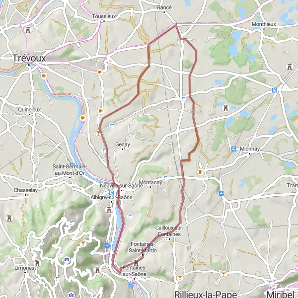 Map miniature of "Hidden Gems and Natural Beauty" cycling inspiration in Rhône-Alpes, France. Generated by Tarmacs.app cycling route planner