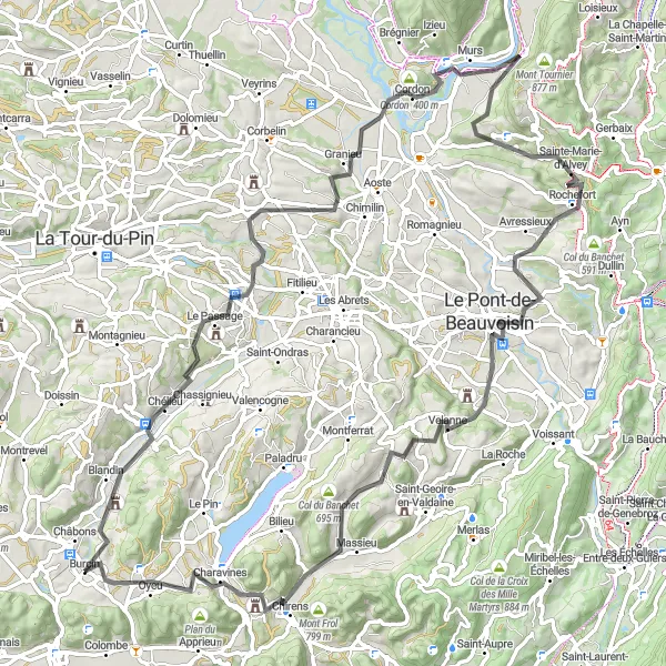 Karten-Miniaturansicht der Radinspiration "Road-Tour durch die vielfältige Landschaft von Rhône-Alpes" in Rhône-Alpes, France. Erstellt vom Tarmacs.app-Routenplaner für Radtouren