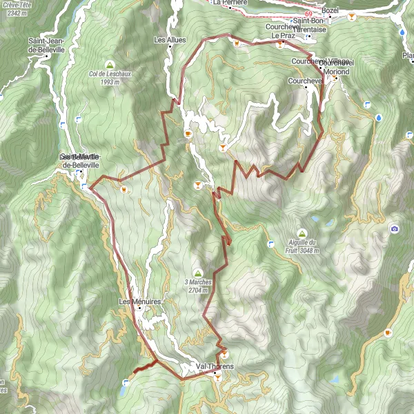 Miniatuurkaart van de fietsinspiratie "Ontdek de Alpen op gravelwegen" in Rhône-Alpes, France. Gemaakt door de Tarmacs.app fietsrouteplanner