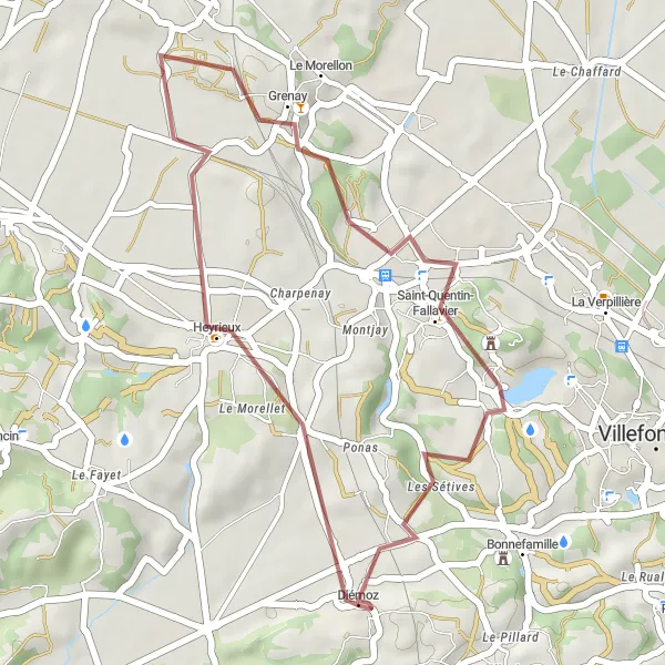 Map miniature of "Short Gravel Adventure" cycling inspiration in Rhône-Alpes, France. Generated by Tarmacs.app cycling route planner