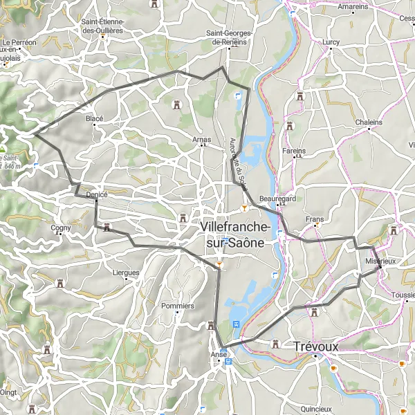 Map miniature of "The Limas Loop" cycling inspiration in Rhône-Alpes, France. Generated by Tarmacs.app cycling route planner