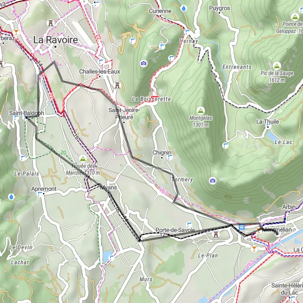 Karten-Miniaturansicht der Radinspiration "Die kurze Erkundungstour" in Rhône-Alpes, France. Erstellt vom Tarmacs.app-Routenplaner für Radtouren
