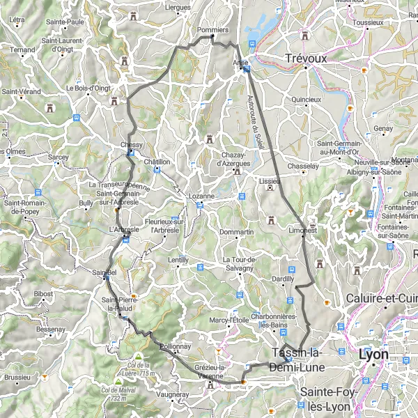 Miniature de la carte de l'inspiration cycliste "Boucle du Col du Verdun" dans la Rhône-Alpes, France. Générée par le planificateur d'itinéraire cycliste Tarmacs.app