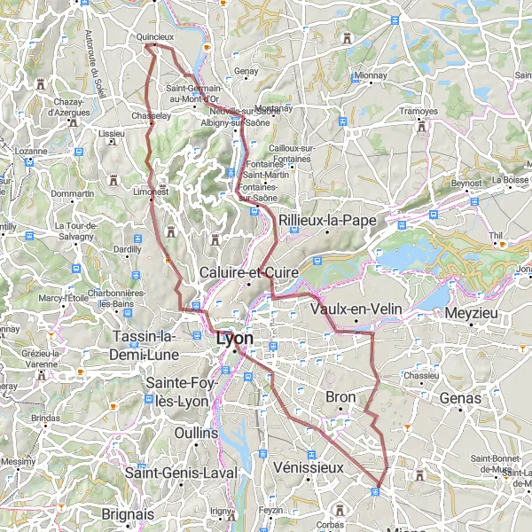 Miniatura mapy "Przejażdżka Przez Lyon i Okolice" - trasy rowerowej w Rhône-Alpes, France. Wygenerowane przez planer tras rowerowych Tarmacs.app