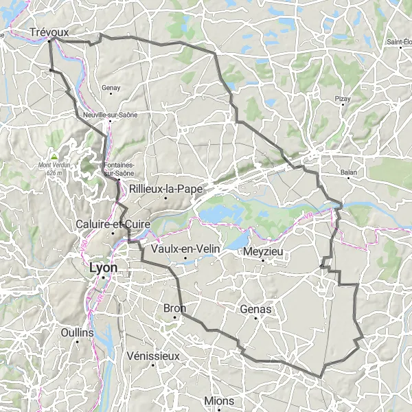 Miniatuurkaart van de fietsinspiratie "Terras Panorama Route" in Rhône-Alpes, France. Gemaakt door de Tarmacs.app fietsrouteplanner