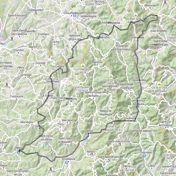 Miniatuurkaart van de fietsinspiratie "Col de la Croix Couverte en Meer" in Rhône-Alpes, France. Gemaakt door de Tarmacs.app fietsrouteplanner