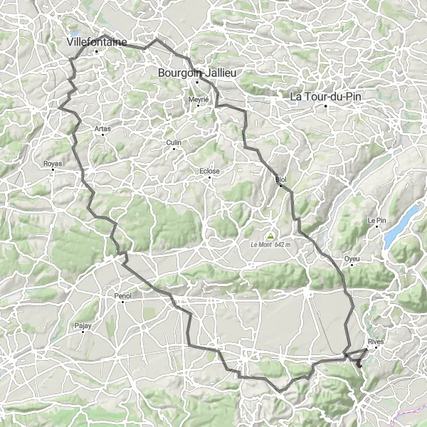 Kartminiatyr av "Izeaux - Beaucroissant" sykkelinspirasjon i Rhône-Alpes, France. Generert av Tarmacs.app sykkelrutoplanlegger