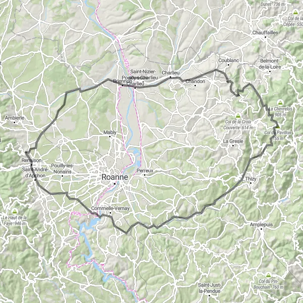 Miniaturekort af cykelinspirationen "Den Gyldne Rute" i Rhône-Alpes, France. Genereret af Tarmacs.app cykelruteplanlægger