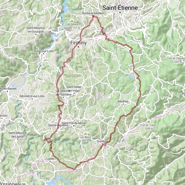 Karten-Miniaturansicht der Radinspiration "Herausforderung im Grünen" in Rhône-Alpes, France. Erstellt vom Tarmacs.app-Routenplaner für Radtouren