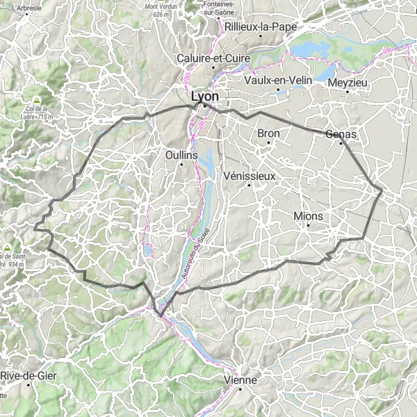 Karten-Miniaturansicht der Radinspiration "Entdeckungstour durch die Natur von Rhône-Alpes" in Rhône-Alpes, France. Erstellt vom Tarmacs.app-Routenplaner für Radtouren