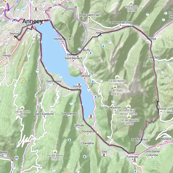 Kartminiatyr av "Vägcykling till Annecy och Visitation" cykelinspiration i Rhône-Alpes, France. Genererad av Tarmacs.app cykelruttplanerare