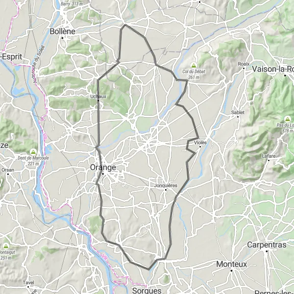 Miniatura della mappa di ispirazione al ciclismo "Giro in bicicletta panoramico tra Suze-la-Rousse e dintorni" nella regione di Rhône-Alpes, France. Generata da Tarmacs.app, pianificatore di rotte ciclistiche