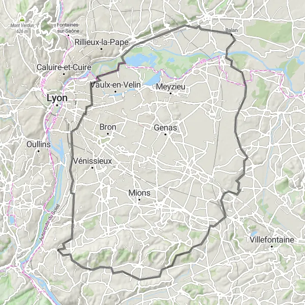 Miniatuurkaart van de fietsinspiratie "Wegroute door de Omgeving van Ternay" in Rhône-Alpes, France. Gemaakt door de Tarmacs.app fietsrouteplanner