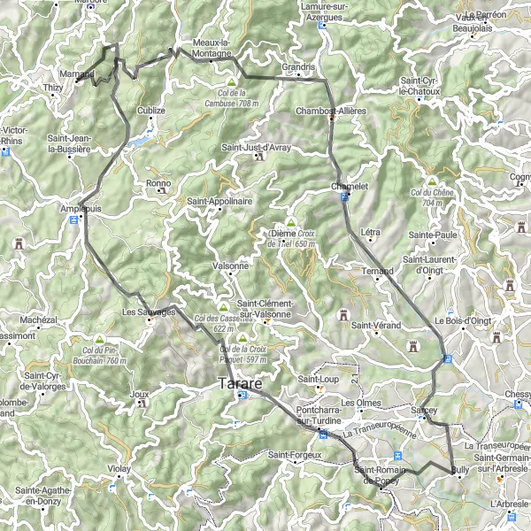 Karten-Miniaturansicht der Radinspiration "Entdeckungstour durch die Naturparks" in Rhône-Alpes, France. Erstellt vom Tarmacs.app-Routenplaner für Radtouren