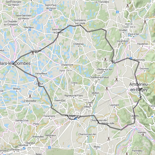 Miniatura della mappa di ispirazione al ciclismo "Esplorazione in bicicletta tra natura e cultura" nella regione di Rhône-Alpes, France. Generata da Tarmacs.app, pianificatore di rotte ciclistiche