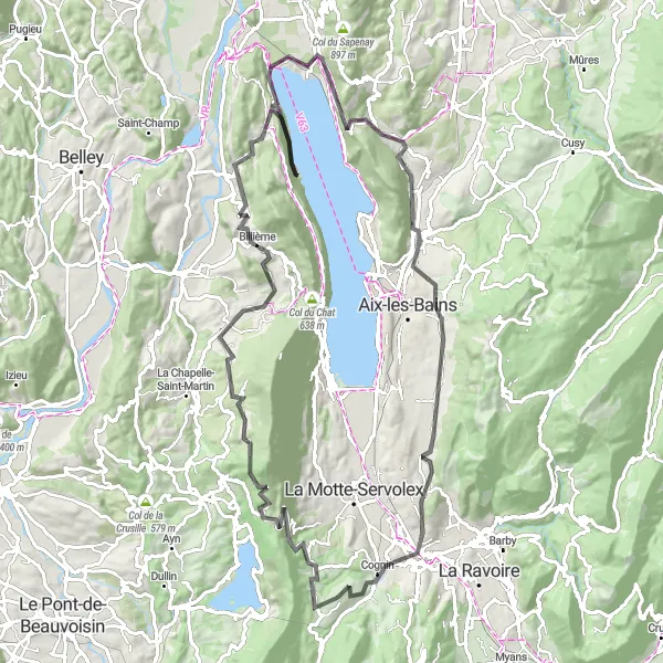 Map miniature of "Vimines - Freney Loop" cycling inspiration in Rhône-Alpes, France. Generated by Tarmacs.app cycling route planner