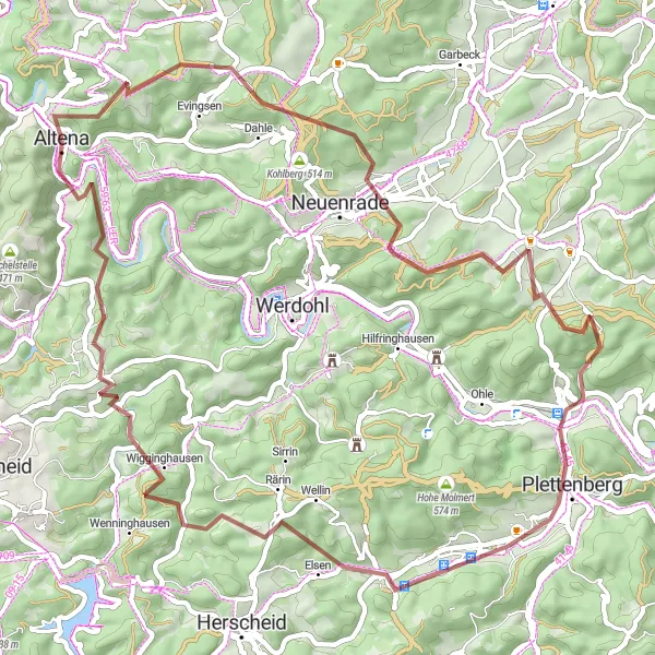 Karten-Miniaturansicht der Radinspiration "Naturliebhaber Gravel-Tour" in Arnsberg, Germany. Erstellt vom Tarmacs.app-Routenplaner für Radtouren