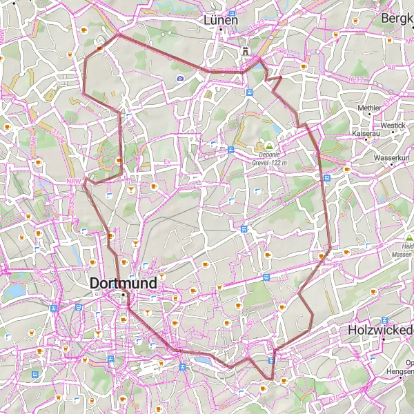 Karten-Miniaturansicht der Radinspiration "Gravel-Abenteuer in Dortmund" in Arnsberg, Germany. Erstellt vom Tarmacs.app-Routenplaner für Radtouren