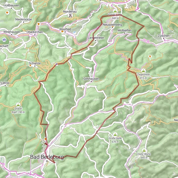 Map miniature of "Gravel Adventure" cycling inspiration in Arnsberg, Germany. Generated by Tarmacs.app cycling route planner