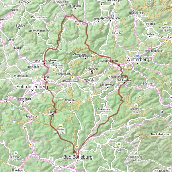 Map miniature of "Rural Escape" cycling inspiration in Arnsberg, Germany. Generated by Tarmacs.app cycling route planner