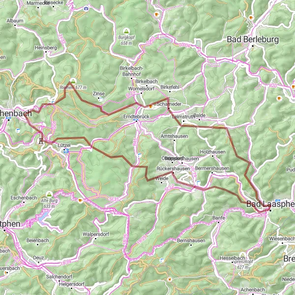 Map miniature of "Epic Gravel Challenge" cycling inspiration in Arnsberg, Germany. Generated by Tarmacs.app cycling route planner