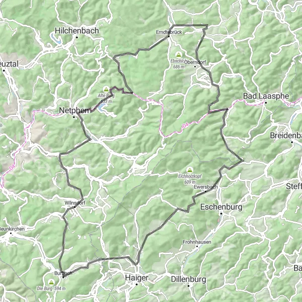 Map miniature of "Scenic Netphen Circuit" cycling inspiration in Arnsberg, Germany. Generated by Tarmacs.app cycling route planner