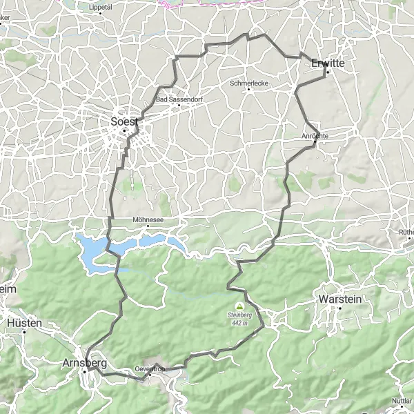 Karten-Miniaturansicht der Radinspiration "Wundersame Entdeckungsreise durch Arnsberg" in Arnsberg, Germany. Erstellt vom Tarmacs.app-Routenplaner für Radtouren