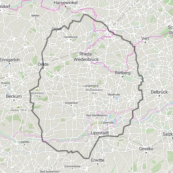 Karten-Miniaturansicht der Radinspiration "Panoramafahrt durch das Münsterland" in Arnsberg, Germany. Erstellt vom Tarmacs.app-Routenplaner für Radtouren