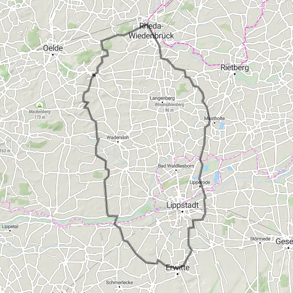 Karten-Miniaturansicht der Radinspiration "Idyllische Route durch das Teutoburger Wald" in Arnsberg, Germany. Erstellt vom Tarmacs.app-Routenplaner für Radtouren