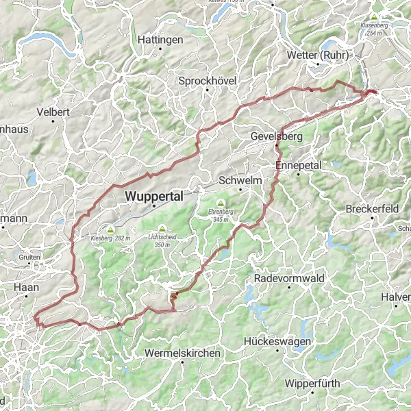 Karten-Miniaturansicht der Radinspiration "Gravel Tour um Hagen" in Arnsberg, Germany. Erstellt vom Tarmacs.app-Routenplaner für Radtouren