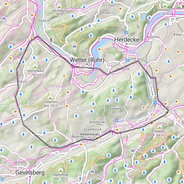 Map miniature of "The Scenic Route" cycling inspiration in Arnsberg, Germany. Generated by Tarmacs.app cycling route planner