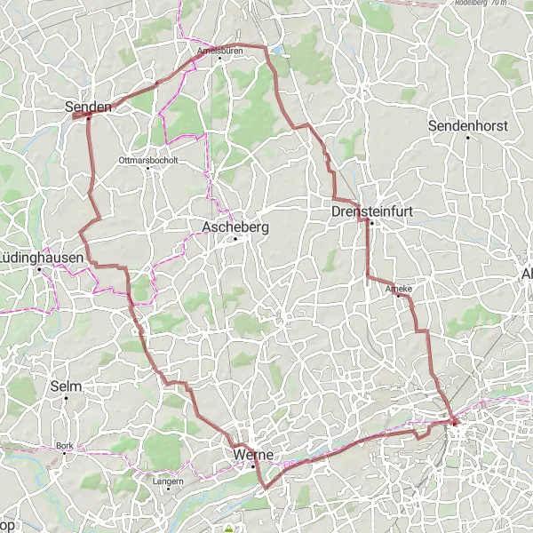 Karten-Miniaturansicht der Radinspiration "Rundweg Arnsberg - Hamm" in Arnsberg, Germany. Erstellt vom Tarmacs.app-Routenplaner für Radtouren