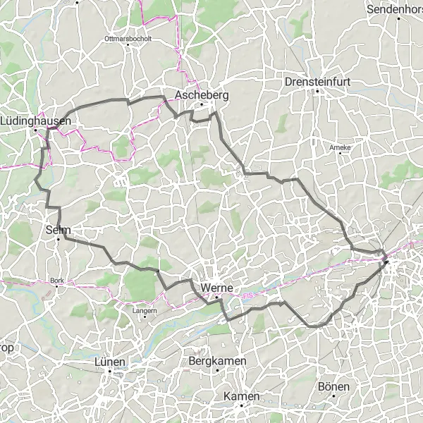 Karten-Miniaturansicht der Radinspiration "Kissinger Höhe - Halde2 Rundtour" in Arnsberg, Germany. Erstellt vom Tarmacs.app-Routenplaner für Radtouren