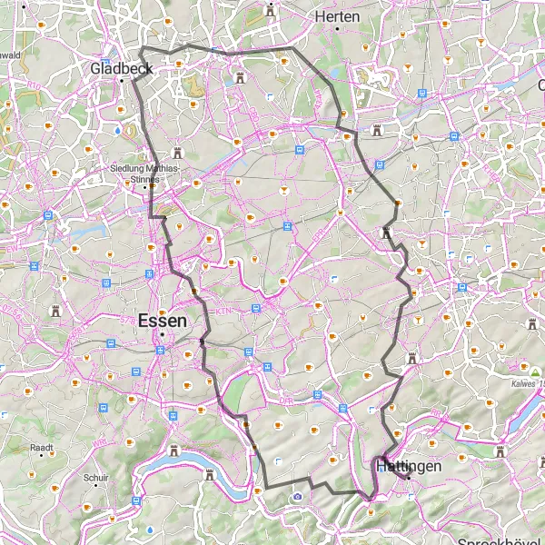 Map miniature of "Hattingen to Hannover" cycling inspiration in Arnsberg, Germany. Generated by Tarmacs.app cycling route planner