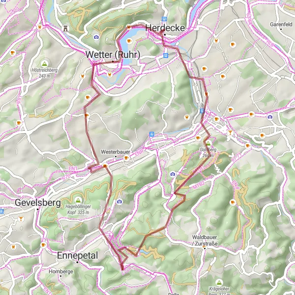 Map miniature of "Exploring Hidden Gems" cycling inspiration in Arnsberg, Germany. Generated by Tarmacs.app cycling route planner